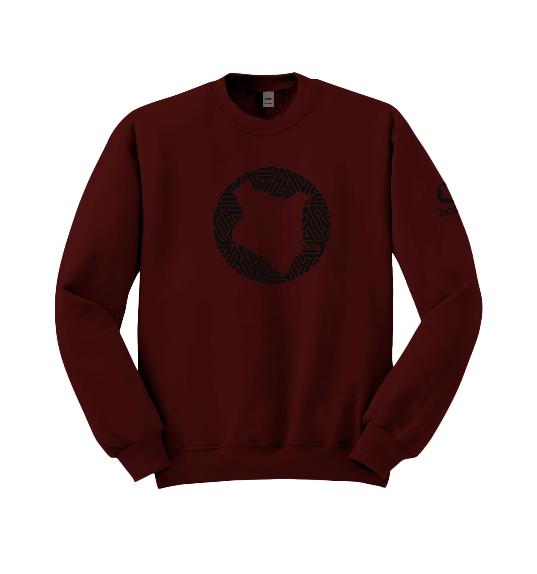 home_254 MAROON SWEATSHIRT (HEAVY FABRIC) WITH A BLACK MAP PRINT