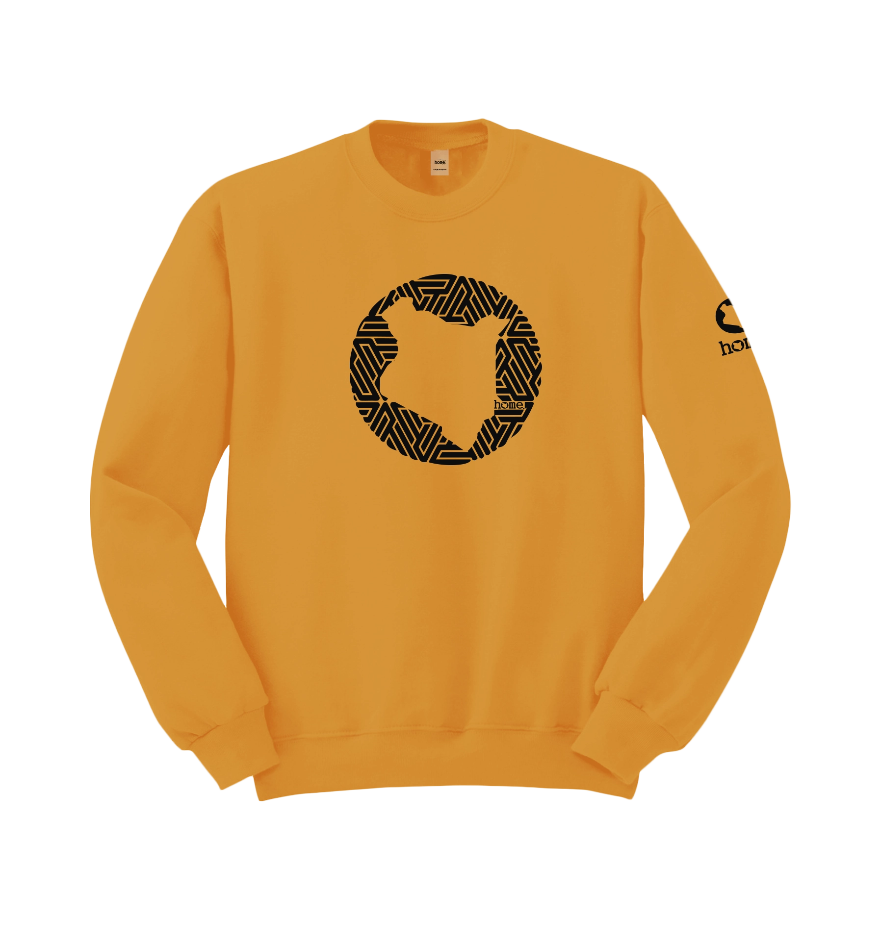 home_254 MUSTARD YELLOW SWEATSHIRT WITH A BLACK MAP PRINT