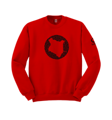 home_254 RED SWEATSHIRT WITH A BLACK MAP PRINT