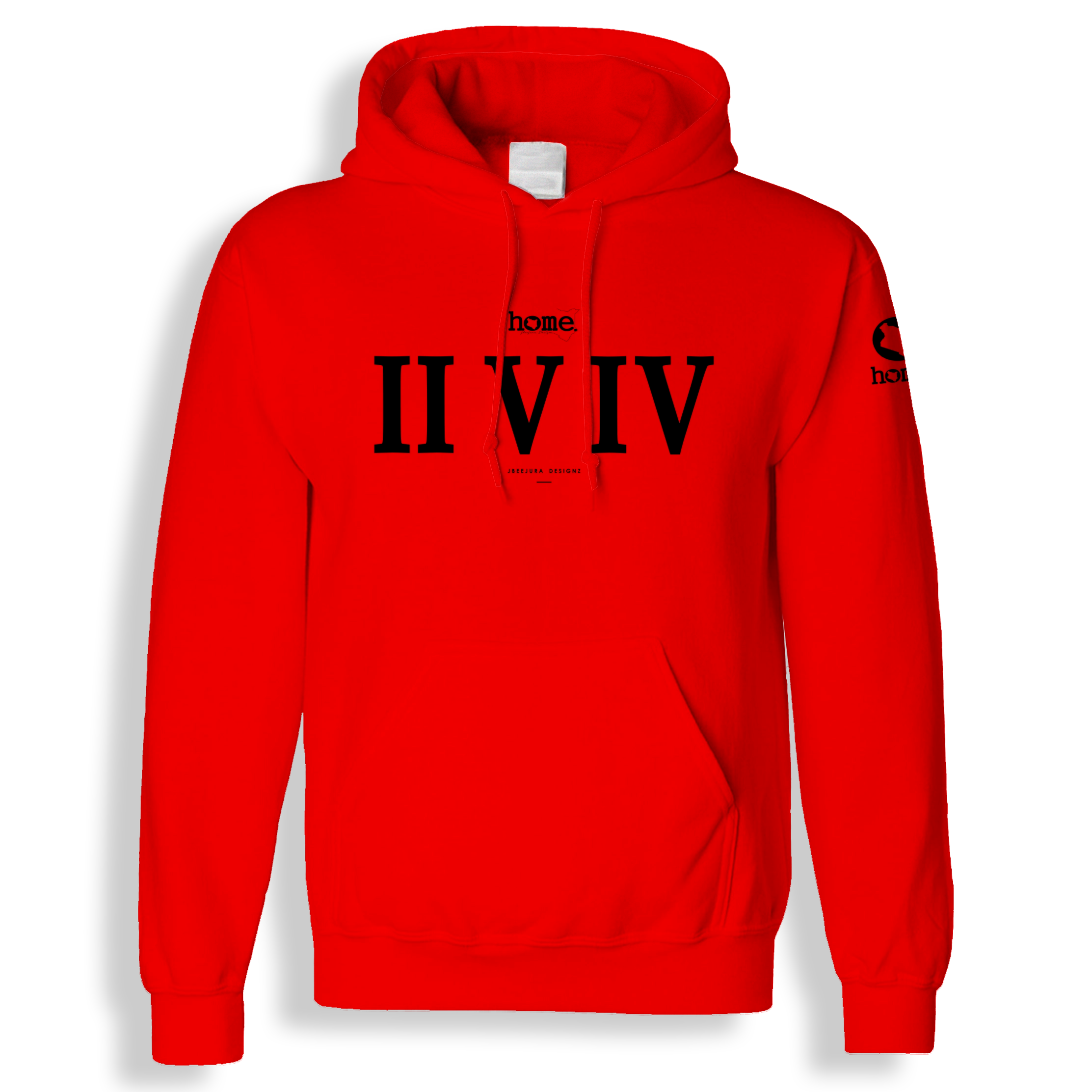 home_254 BLOOD ORANGE HOODIE WITH A BLACK ROMAN NUMERALS PRINT 