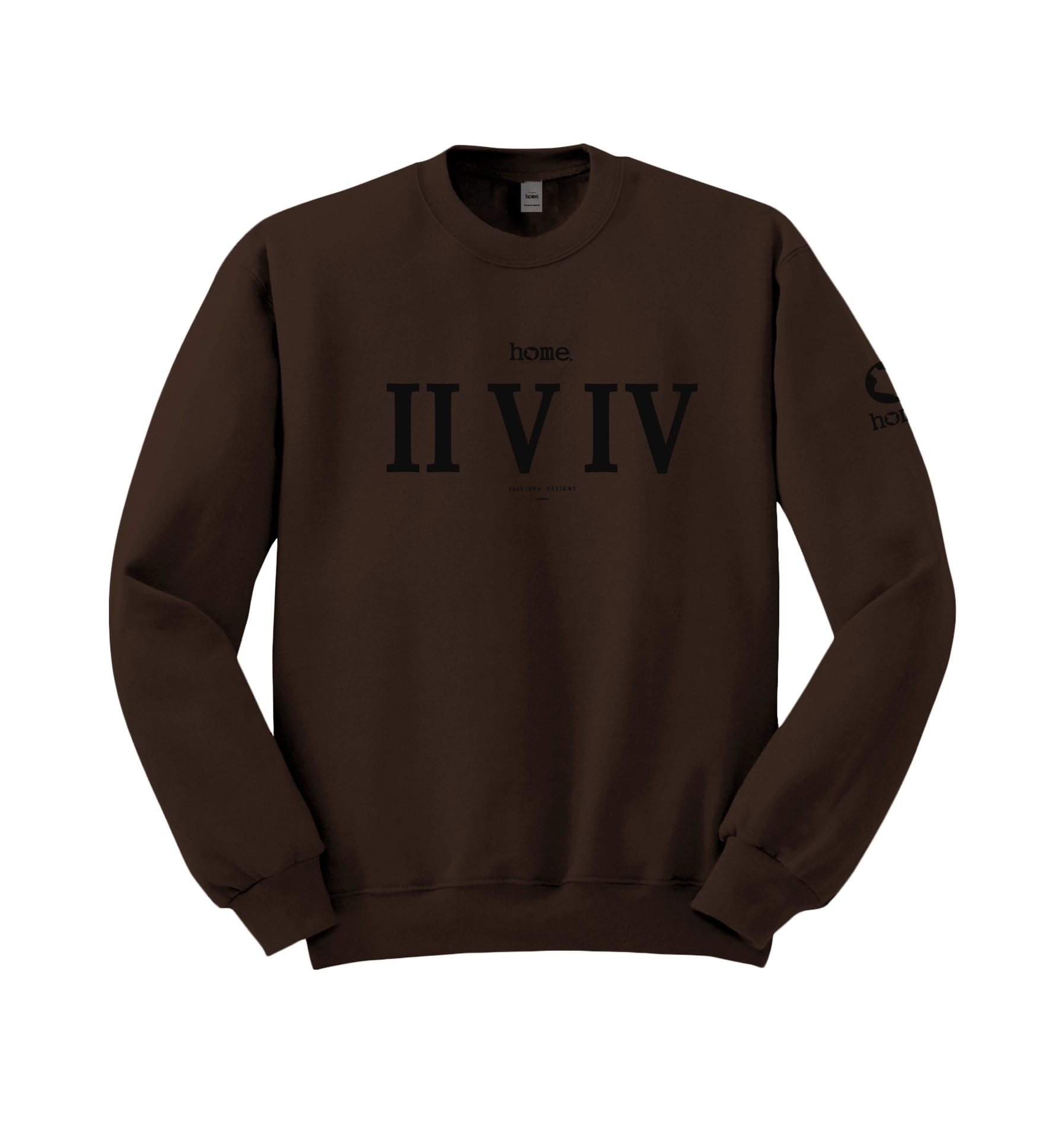 home_254 DARK BROWN SWEATSHIRT (HEAVY FABRIC) WITH A BLACK ROMAN NUMERALS PRINT