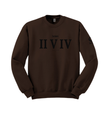 home_254 DARK BROWN SWEATSHIRT (HEAVY FABRIC) WITH A BLACK ROMAN NUMERALS PRINT