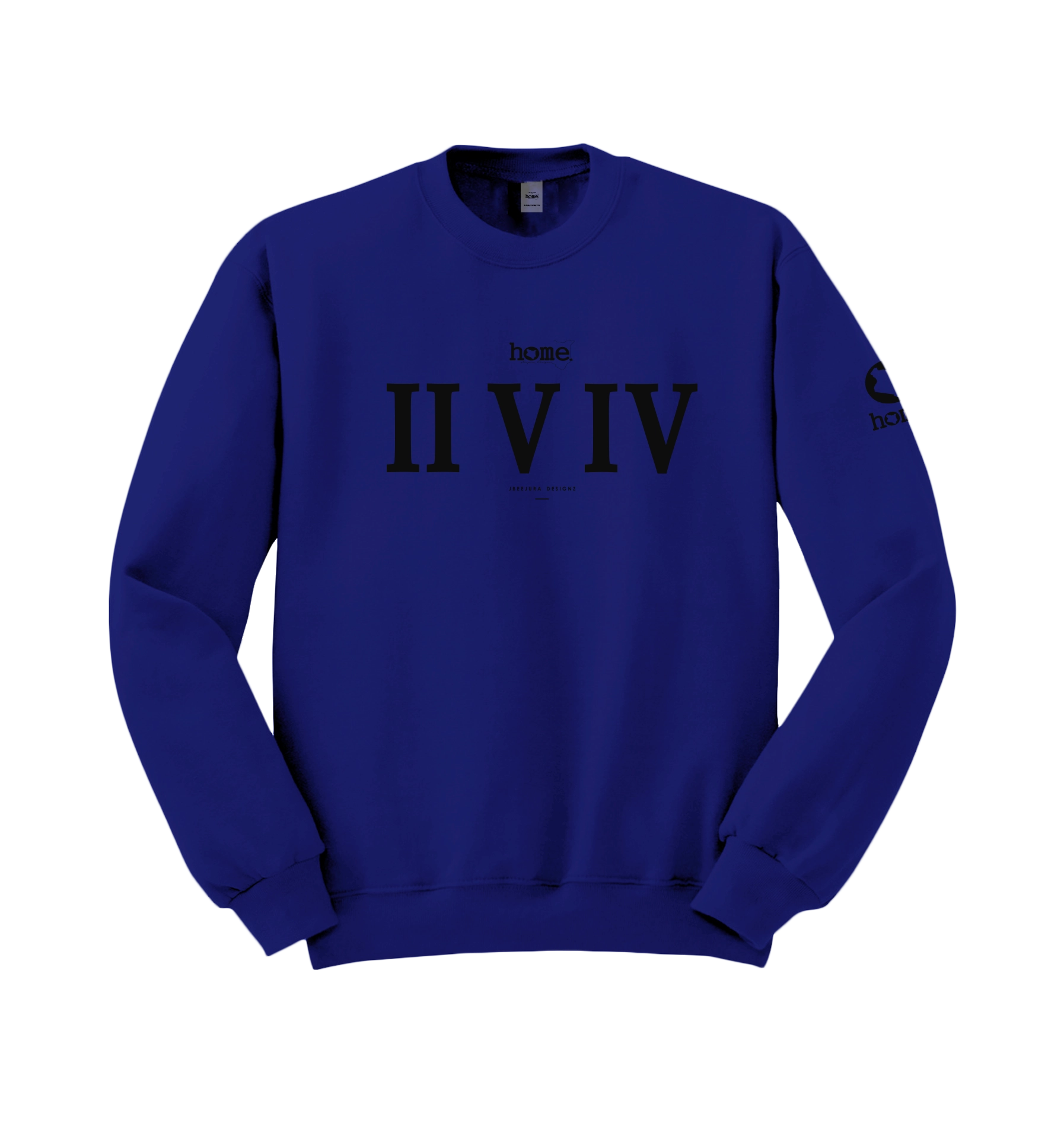 home_254 ROYAL BLUE SWEATSHIRT (HEAVY FABRIC) WITH A BLACK ROMAN NUMERALS PRINT