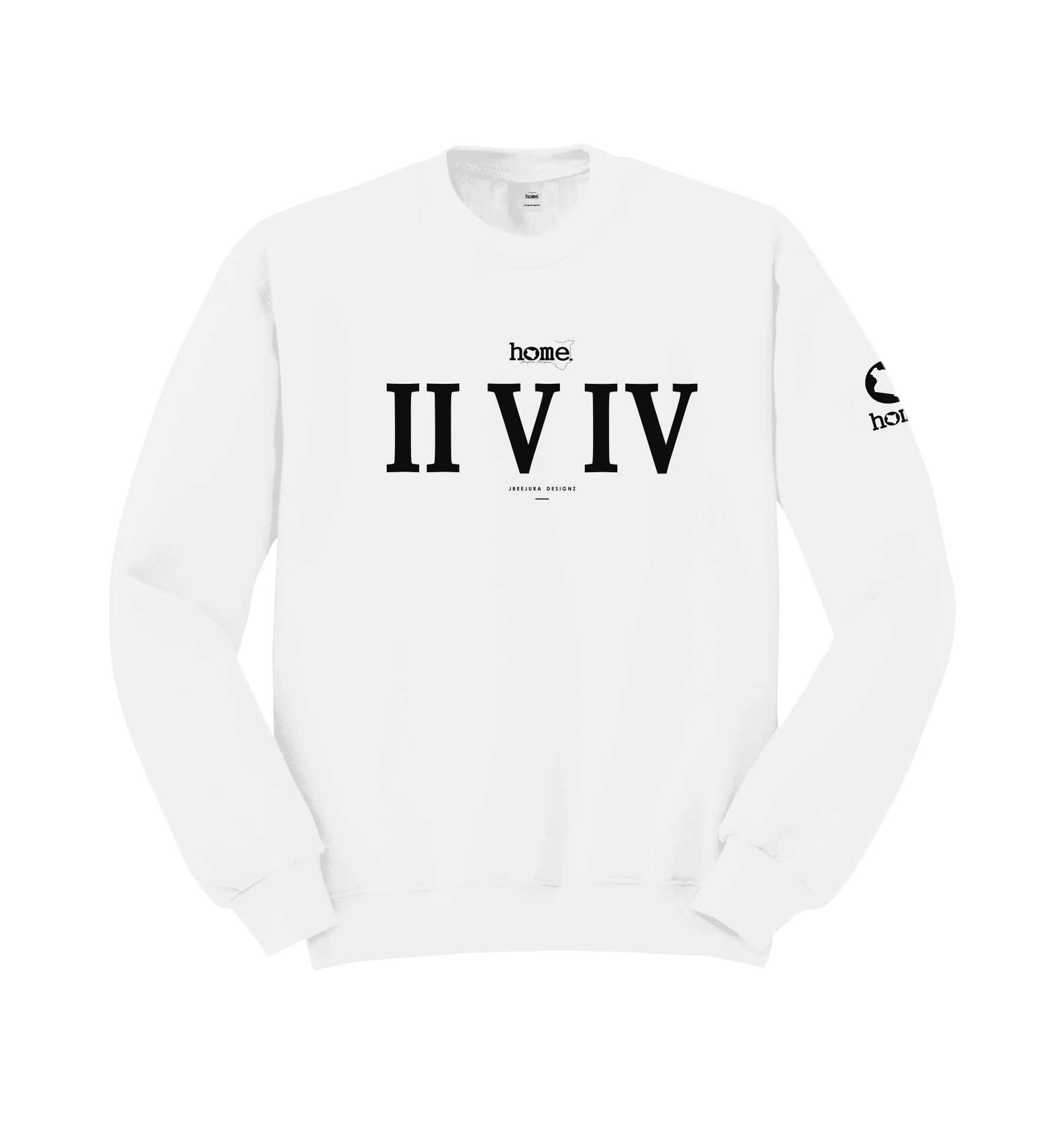 home_254 WHITE SWEATSHIRT (NUVETRA™ HEAVY) WITH A BLACK ROMAN NUMERALS PRINT