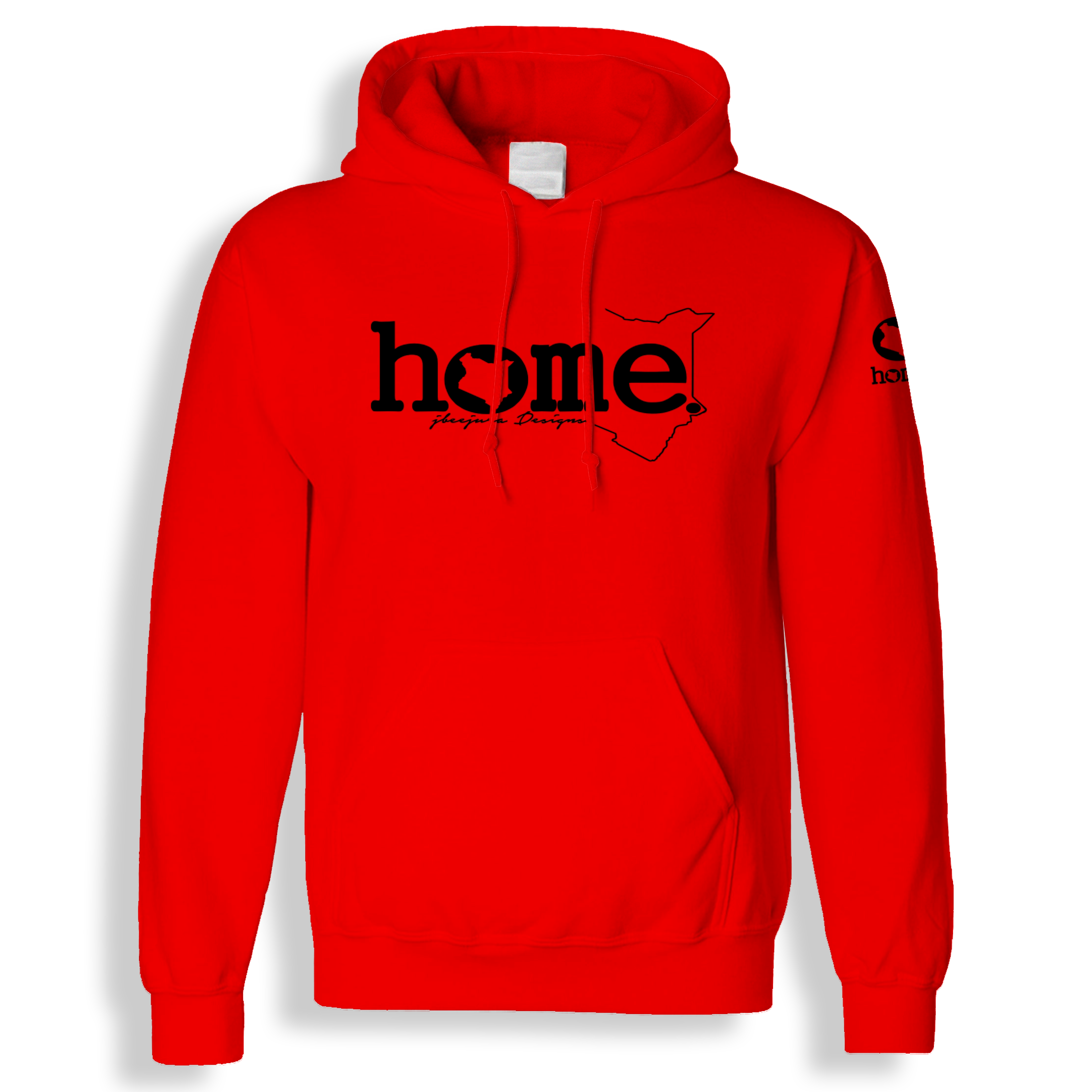 home_254 BLOOD ORANGE KIDS HOODIE WITH A BLACK CLASSIC WORDS  PRINT 