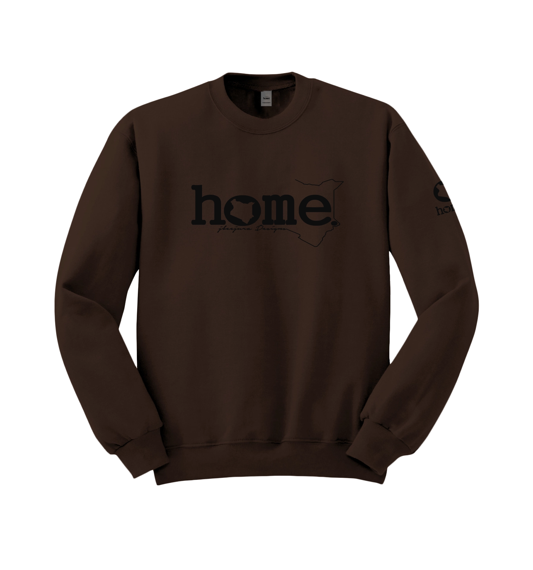 home_254 DARK BROWN SWEATSHIRT (HEAVY FABRIC) WITH A BLACK CLASSIC WORDS PRINT