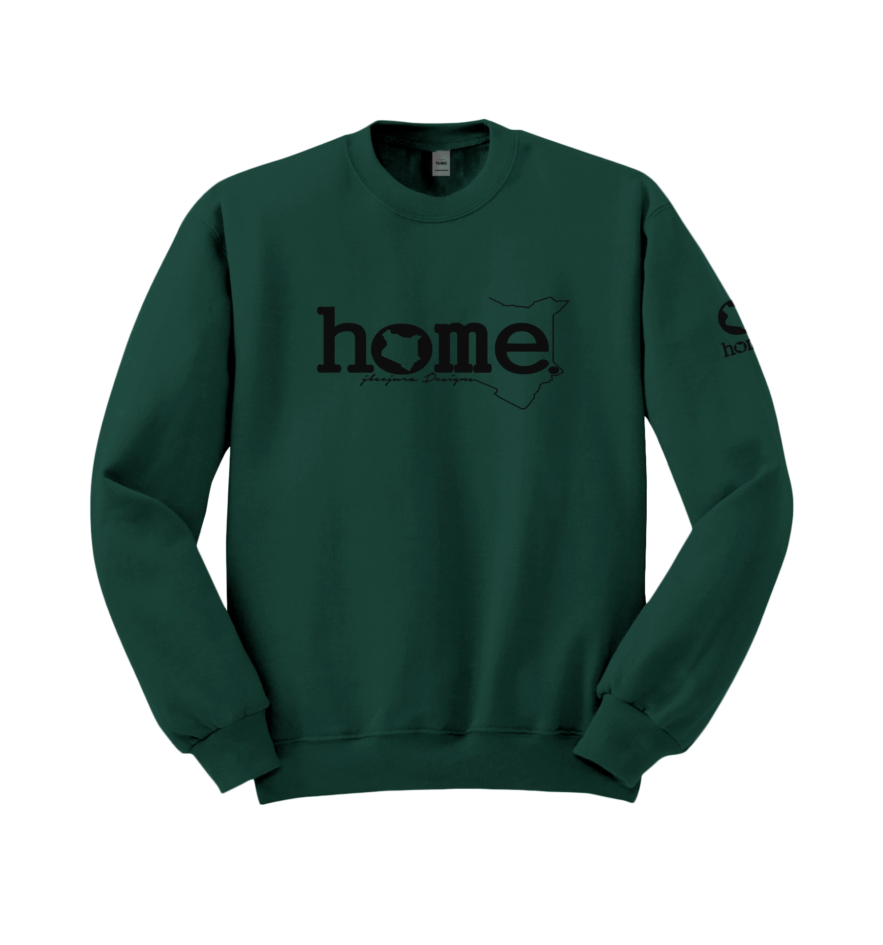 home_254 HUNTER GREEN SWEATSHIRT (MID-HEAVY FABRIC) WITH A BLACK CLASSIC WORDS PRINT