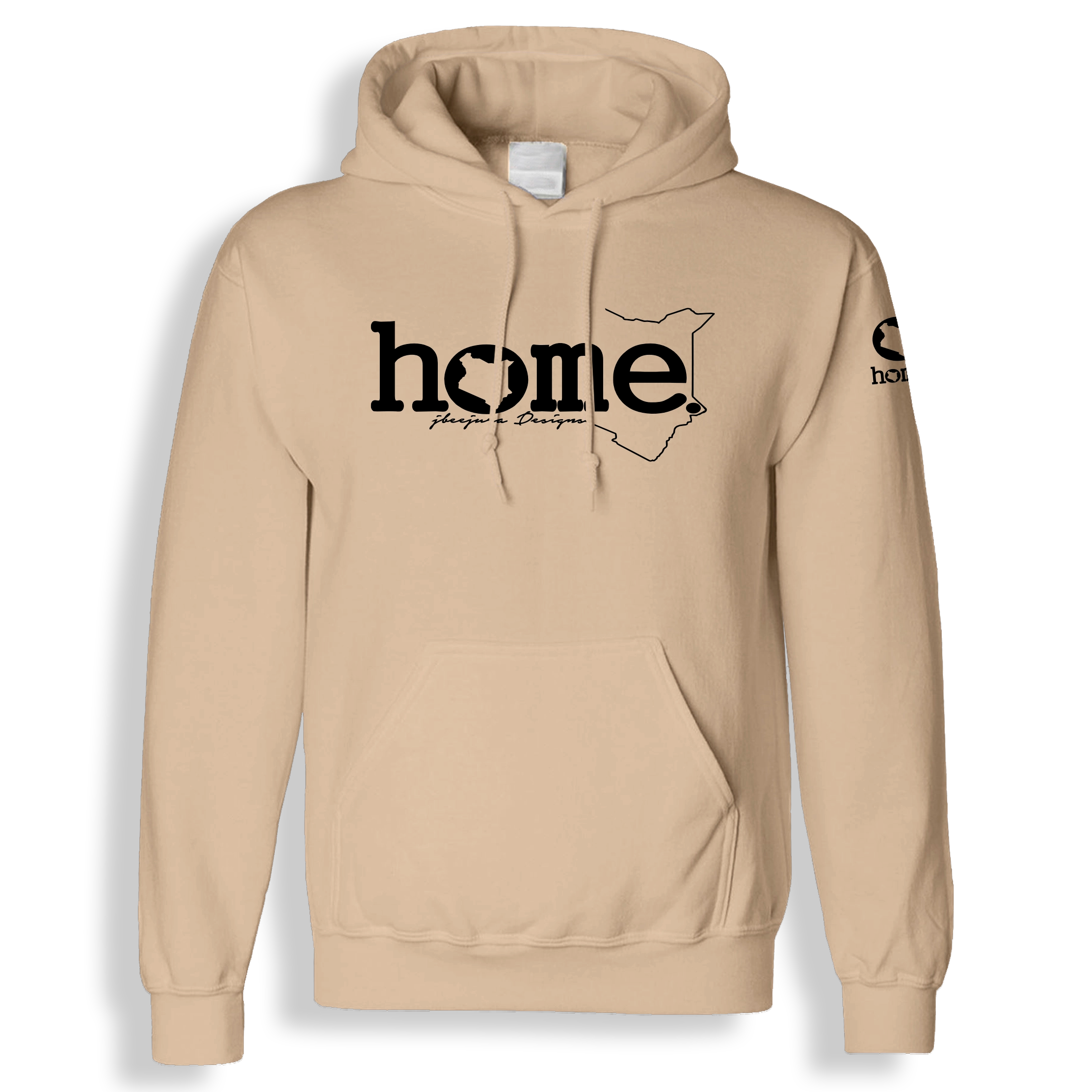 home_254 LIGHT BROWN HOODIE (HEAVY FABRIC) WITH A BLACK WORDS PRINT