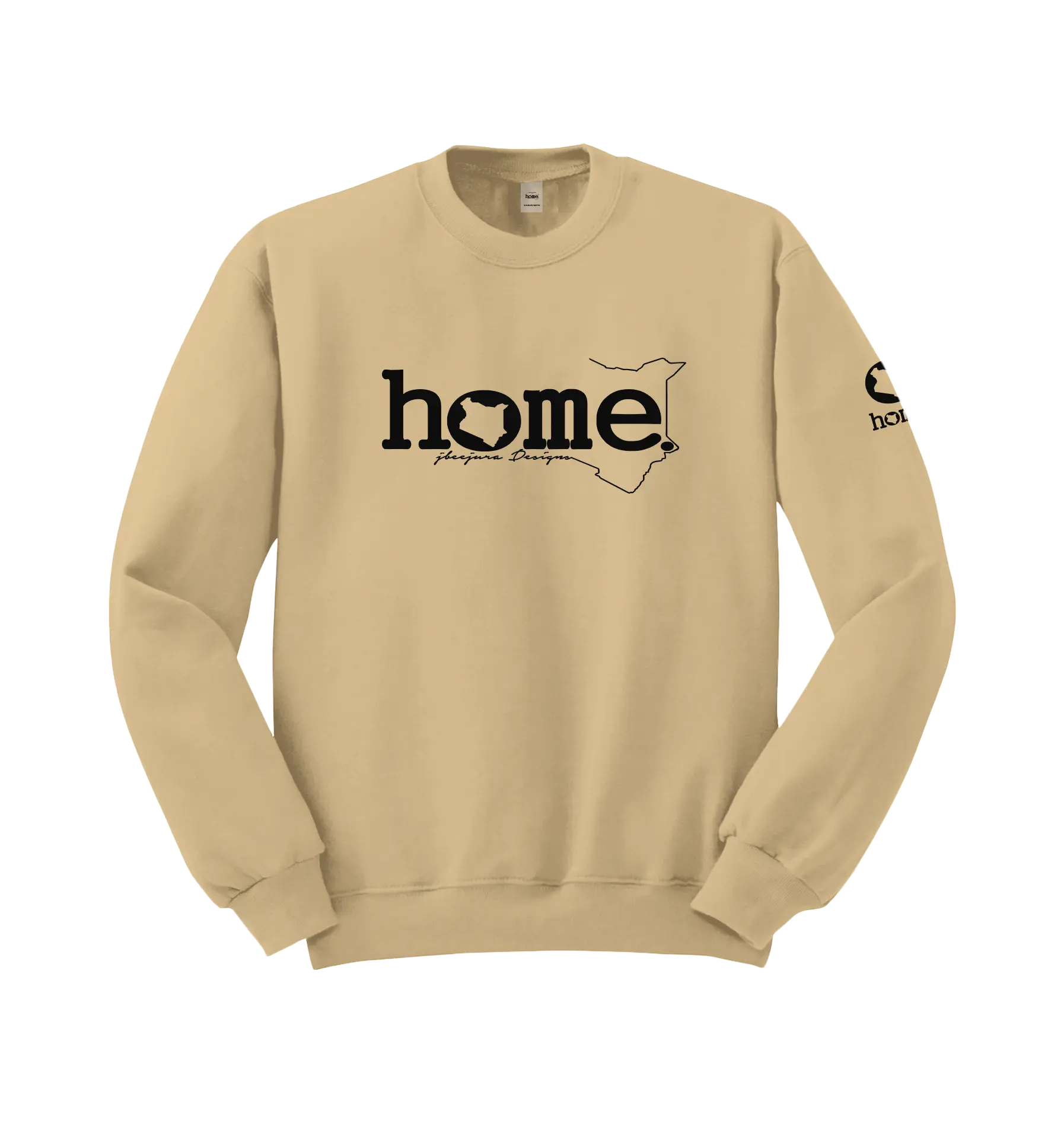 home_254 LIGHT BROWN SWEATSHIRT (MID-HEAVY FABRIC) WITH A BLACK CLASSIC WORDS PRINT