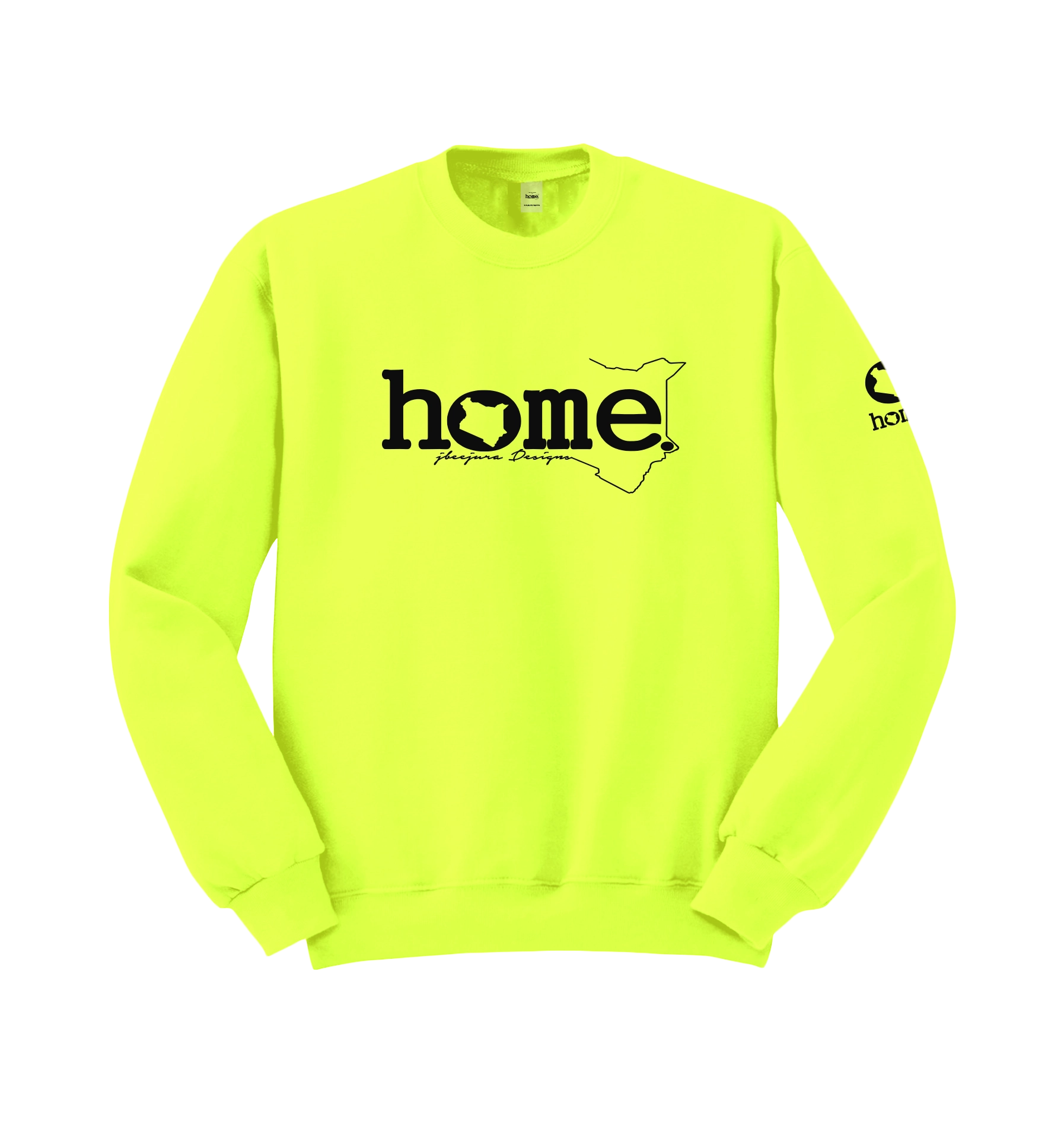 home_254 LIME GREEN SWEATSHIRT (HEAVY FABRIC) WITH A BLACK WORDS PRINT