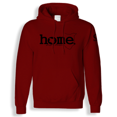 home_254 MAROON RED HOODIE (MID-HEAVY FABRIC) WITH A BLACK WORDS PRINT