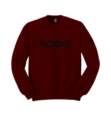 home_254 MAROON RED SWEATSHIRT WITH A BLACK WORDS PRINT