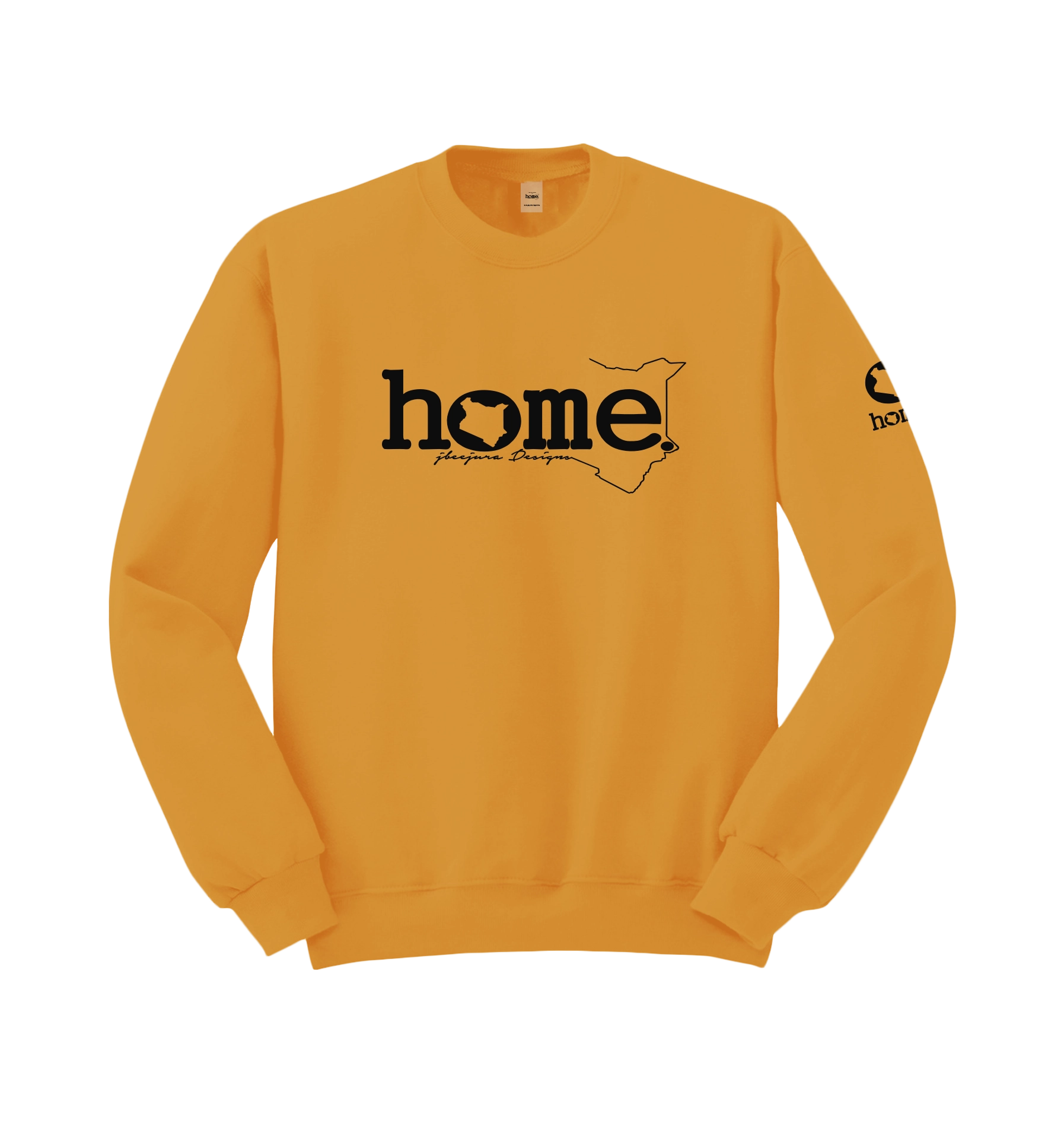 home_254 MUSTARD YELLOW SWEATSHIRT WITH A BLACK WORDS PRINT