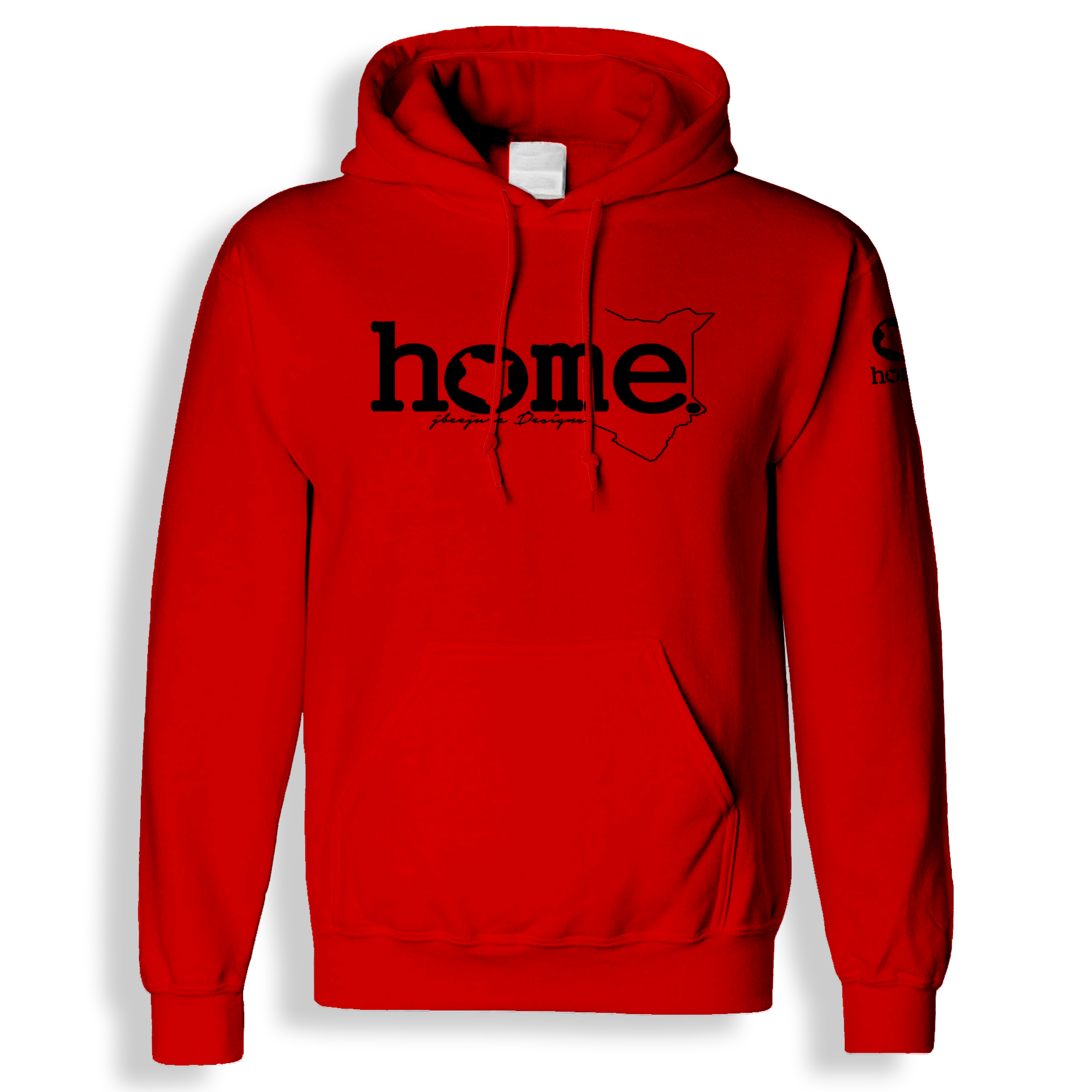 home_254 RED HOODIE (HEAVY FABRIC) WITH A BLACK WORDS PRINT