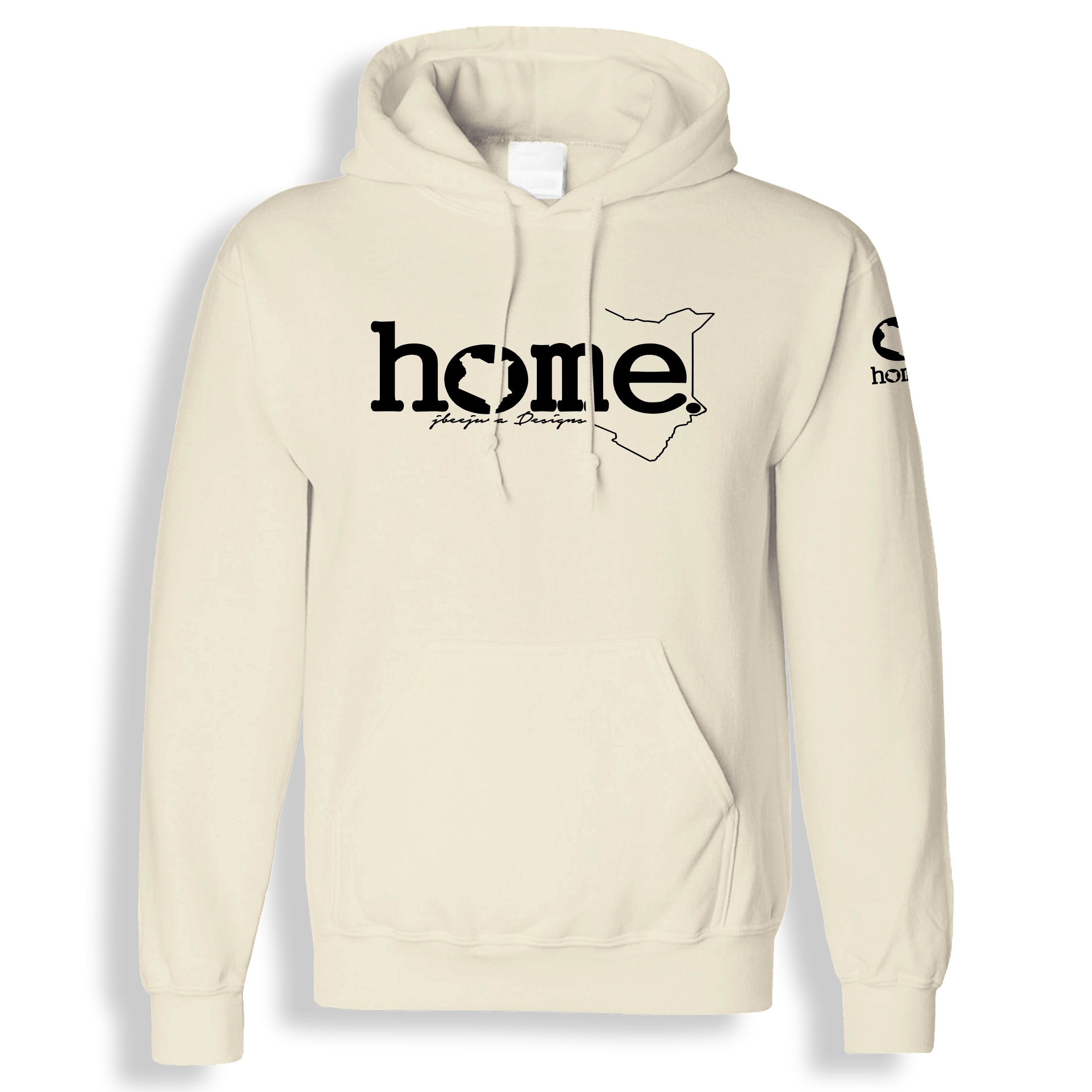 home_254 SOFT BEIGE HOODIE (HEAVY FABRIC) WITH A BLACK WORDS PRINT