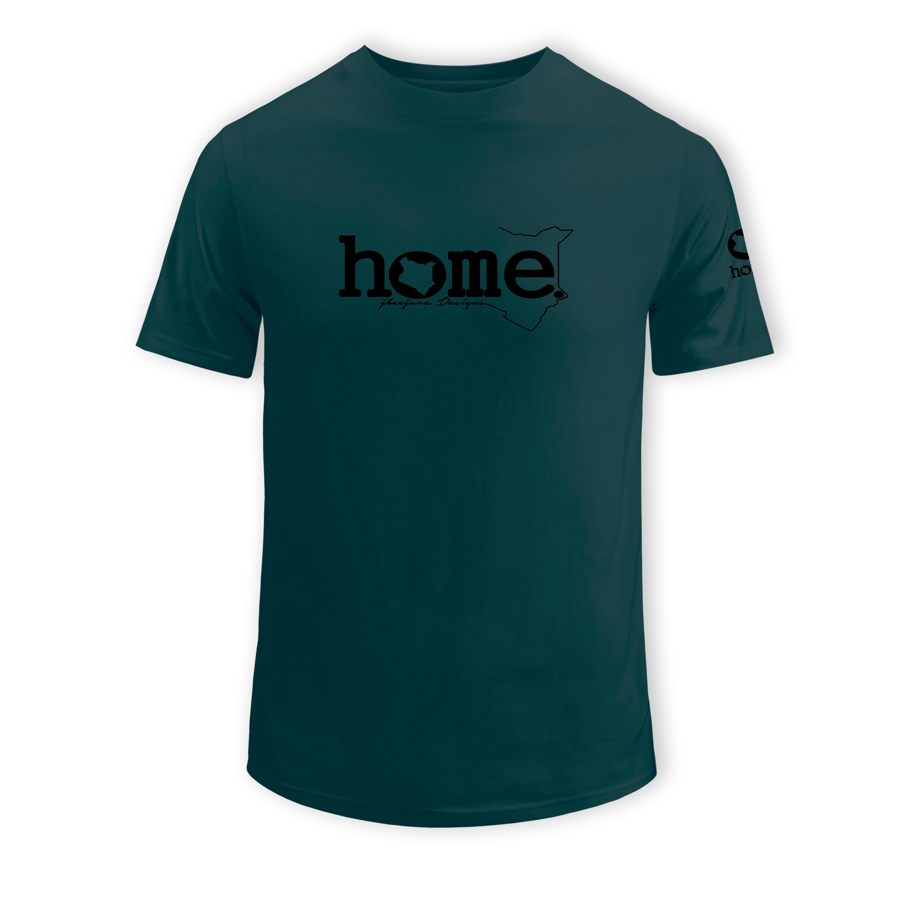 home_254 SHORT-SLEEVED DEEP AQUA T-SHIRT WITH A BLACK WORDS PRINT 