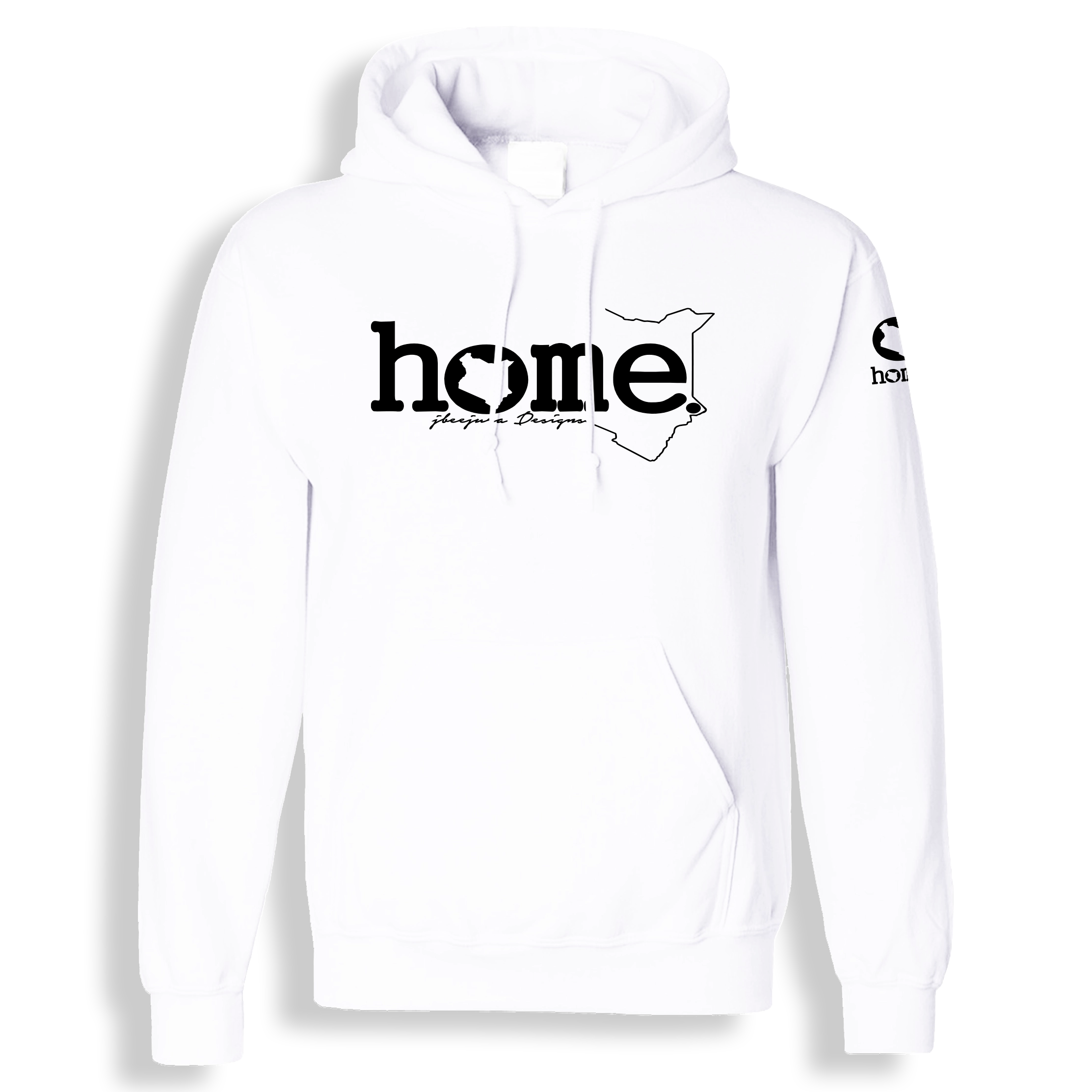 home_254 WHITE HOODIE (MID - HEAVY FABRIC) WITH A BLACK WORDS PRINT