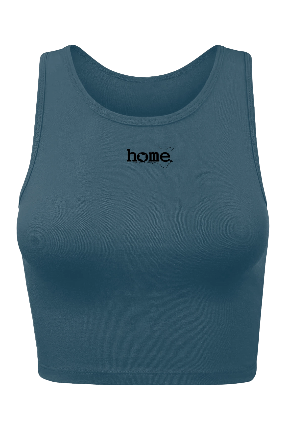 home_254 CHEEKY RACER VEST TOP - DARK TEAL WITH A BLACK PRINT