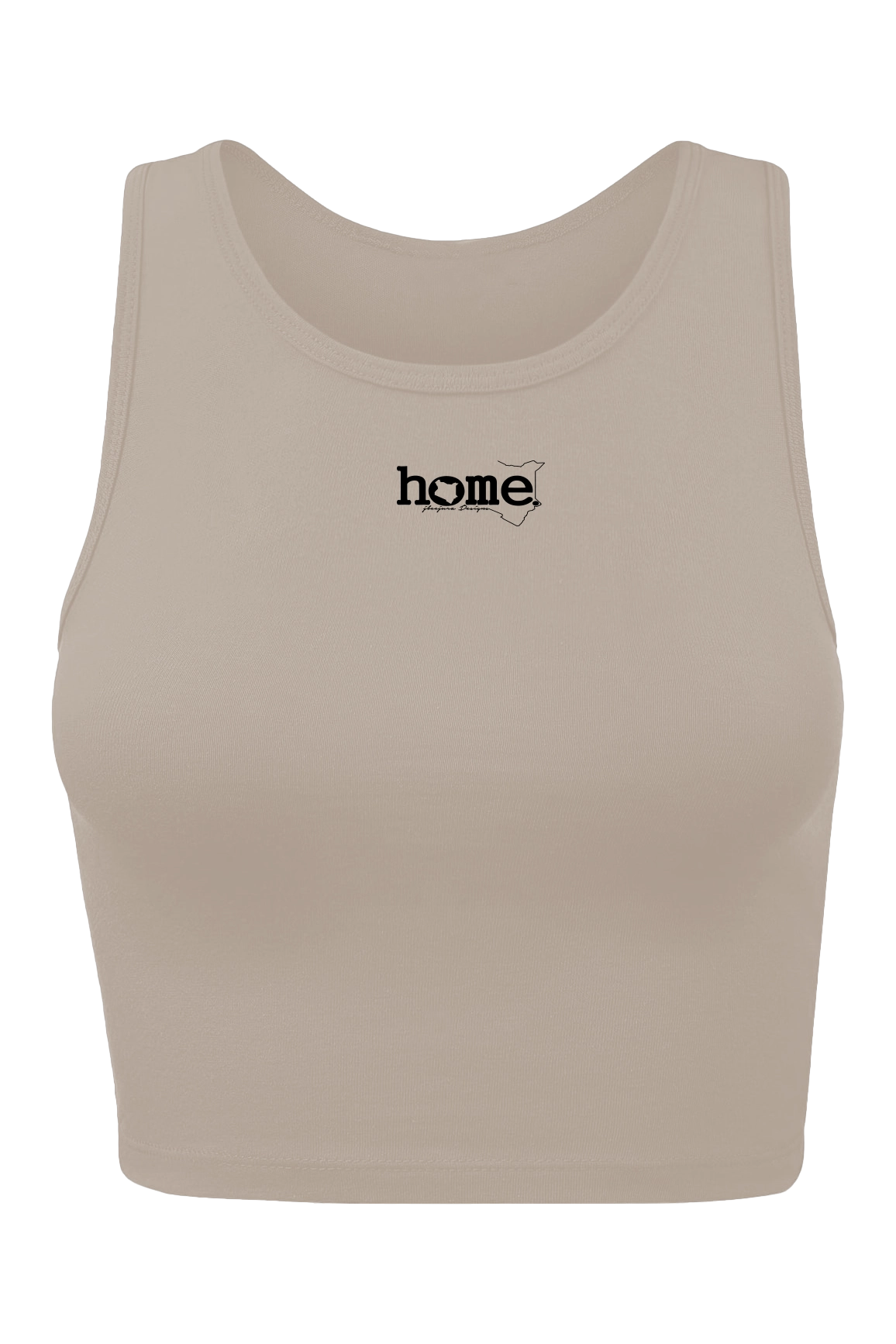 home_254 CHEEKY RACER VEST TOP - TAUPE WITH A BLACK PRINT