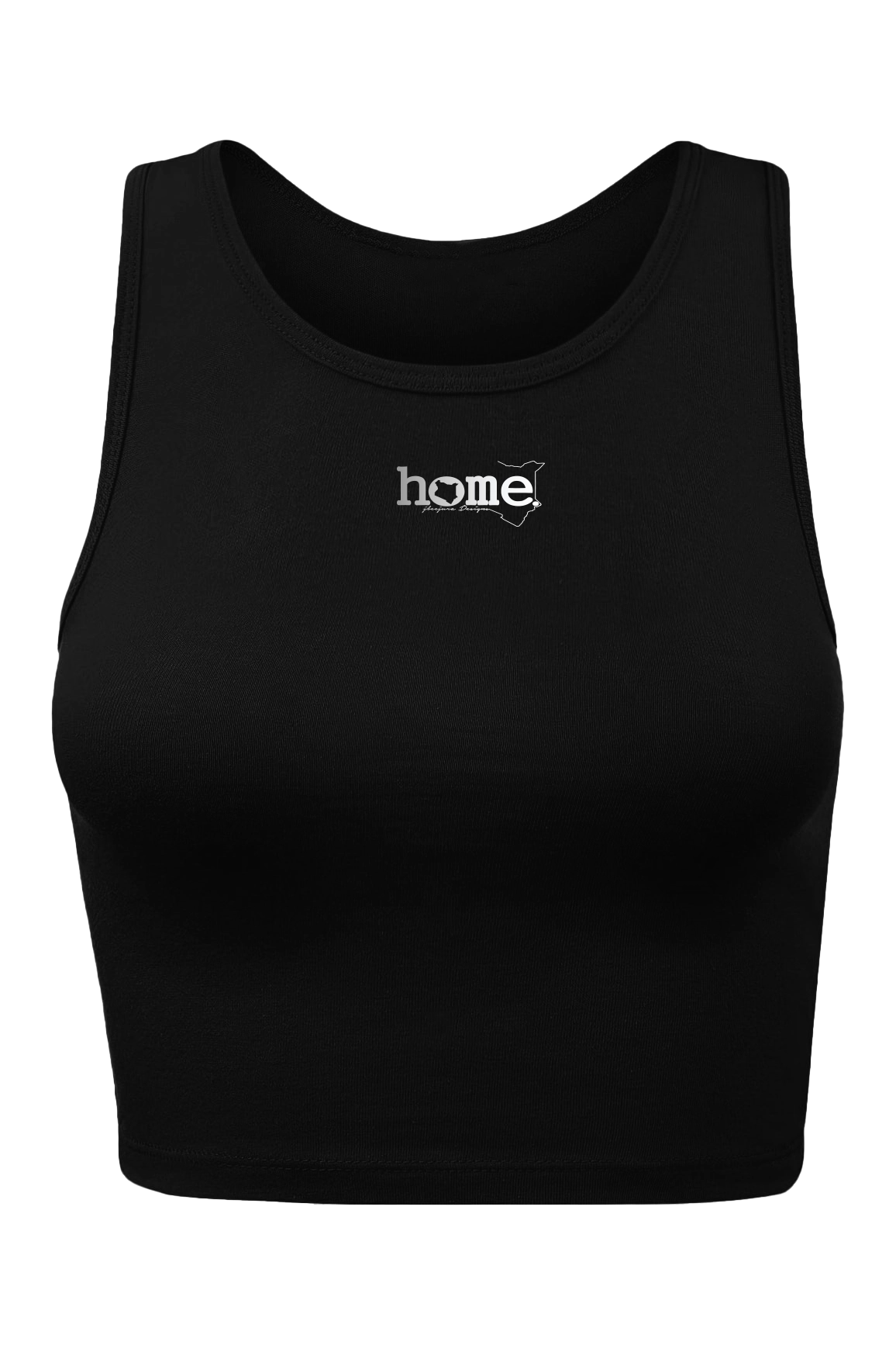 home_254 CHEEKY RACER VEST TOP - BLACK WITH A SILVER PRINT