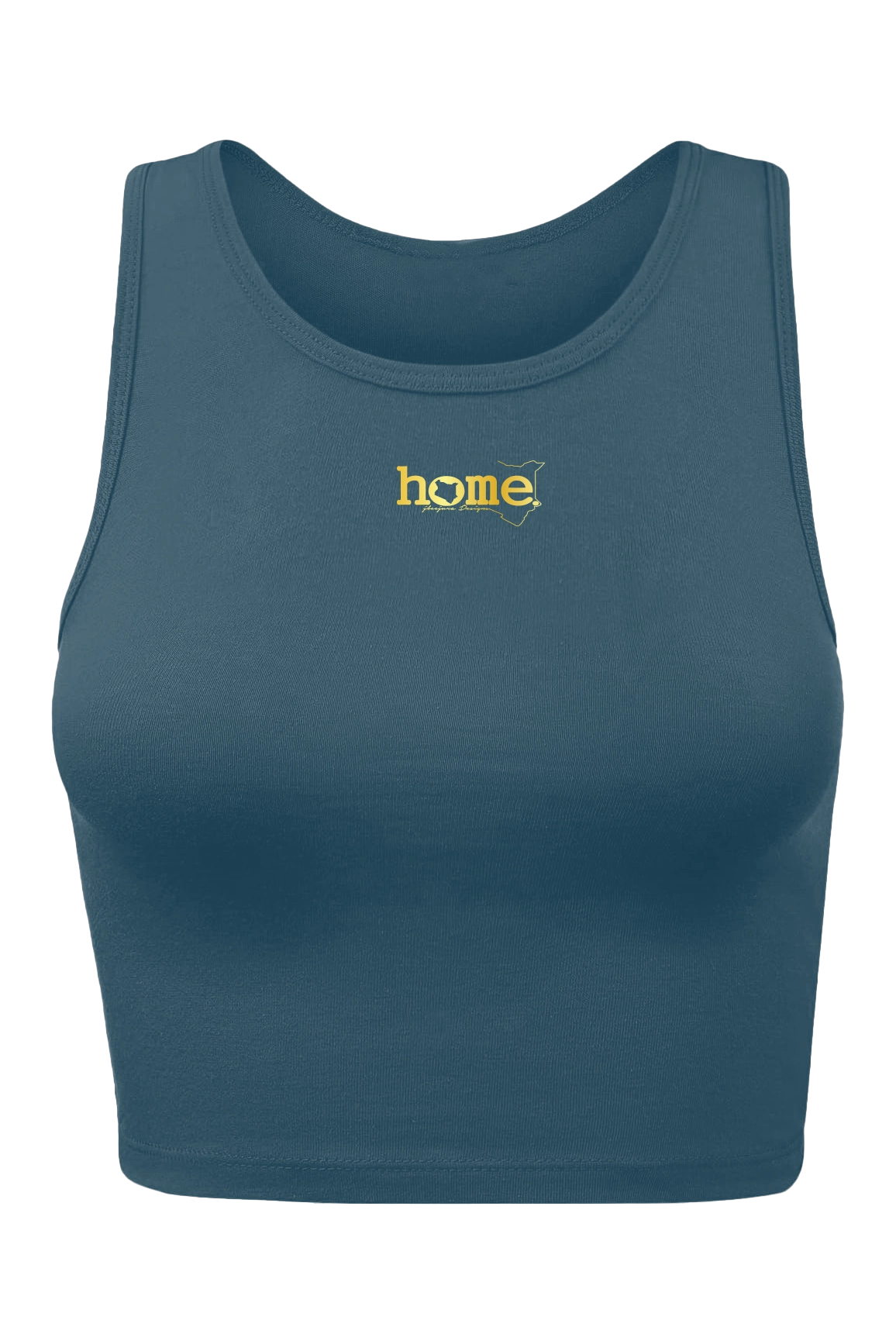 home_254 CHEEKY RACER VEST TOP - DARK TEAL WITH A GOLD PRINT