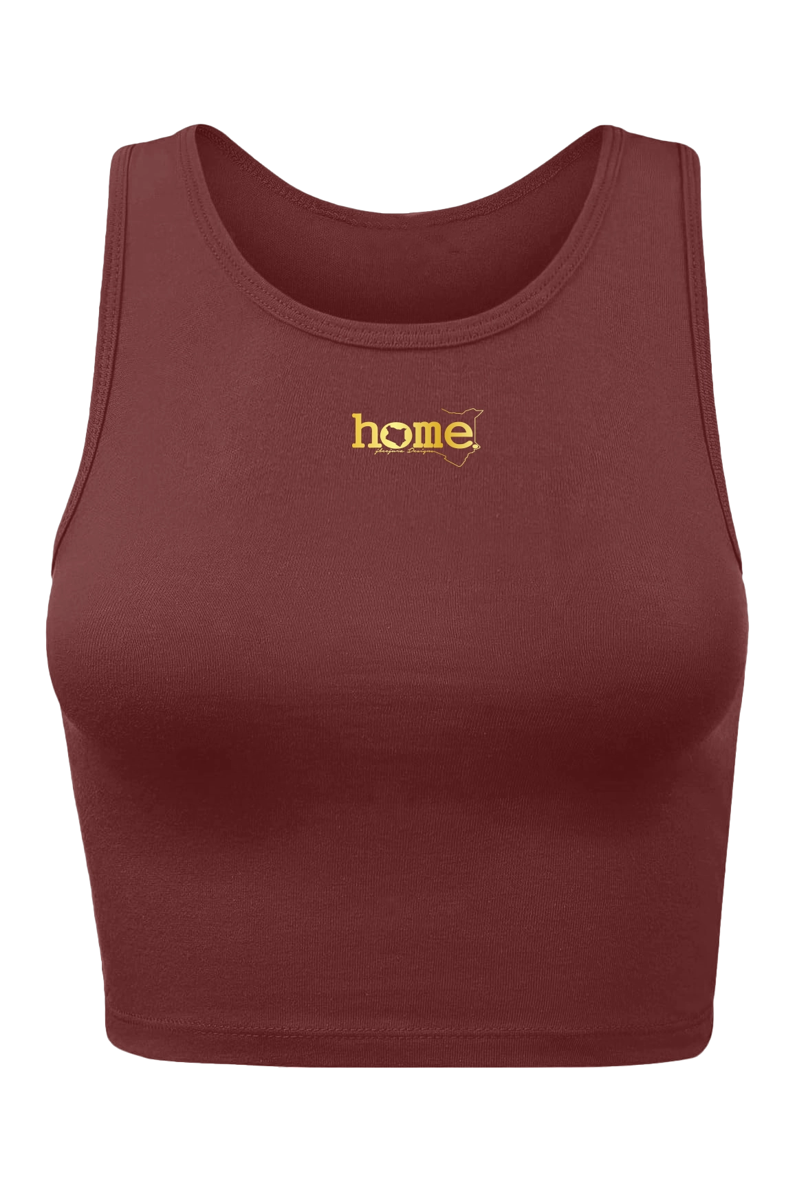 home_254 CHEEKY RACER VEST TOP - MAROON WITH A GOLD PRINT