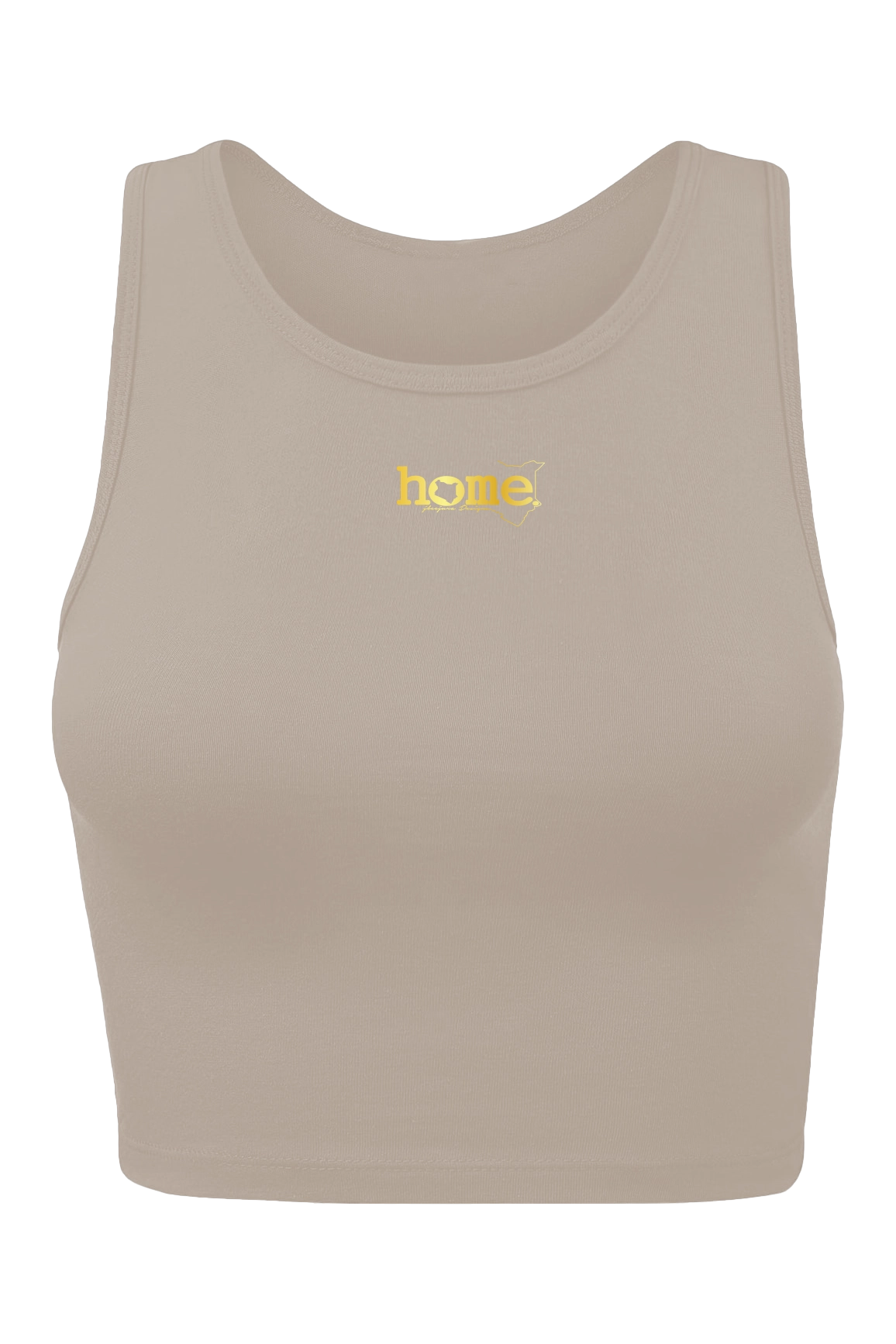 home_254 CHEEKY RACER VEST TOP - TAUPE WITH A GOLD PRINT