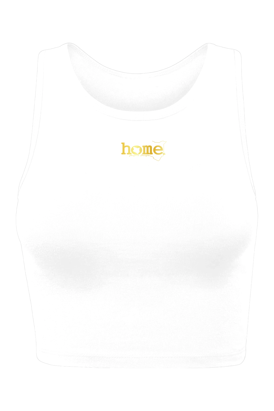 home_254 CHEEKY RACER VEST TOP - WHITE WITH A GOLD PRINT