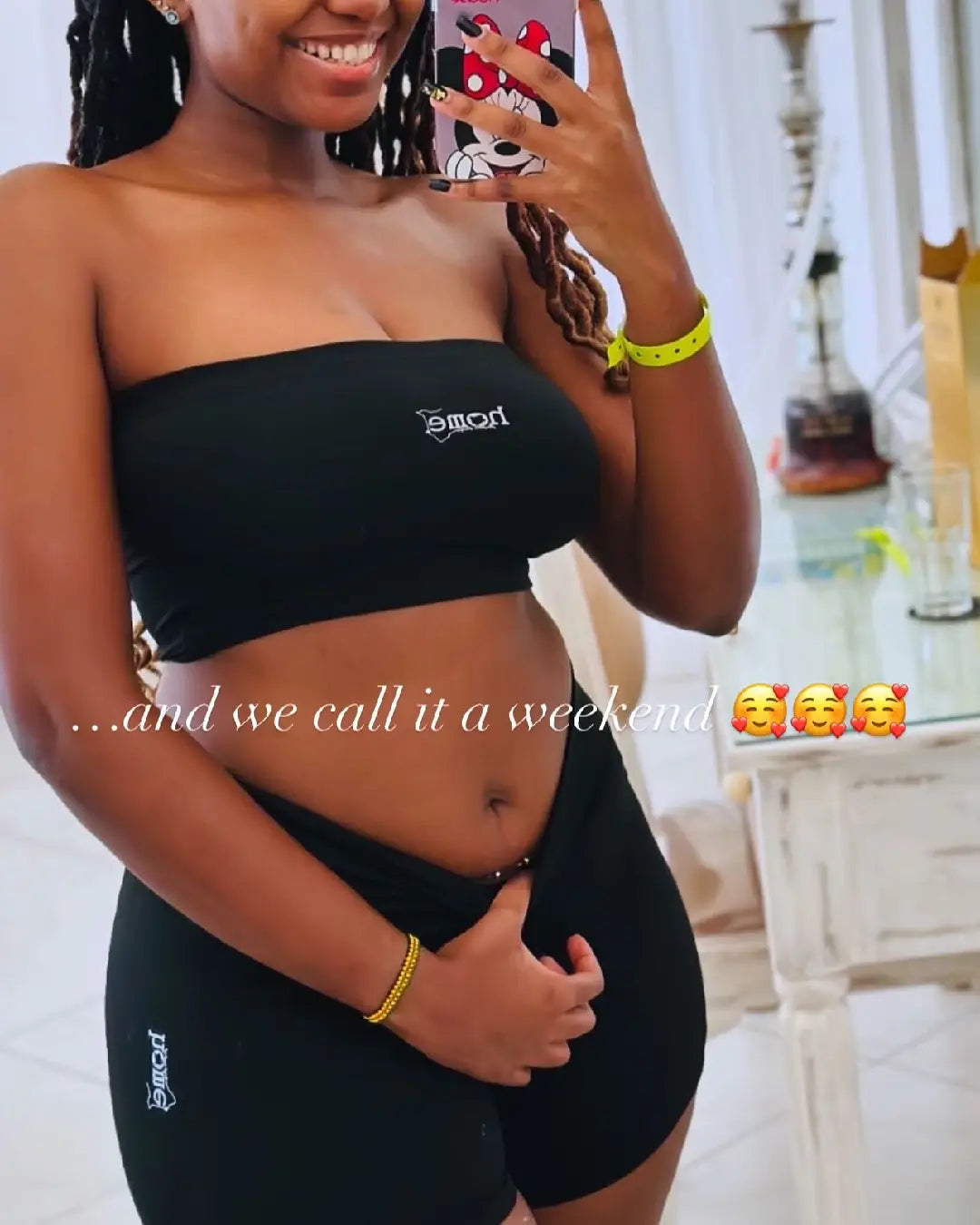 Cheeky Set – Bandeau Top & Black Bike Shorts