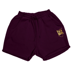 home_254 CLARET BOOTY SHORTS WITH A GOLD PRINT