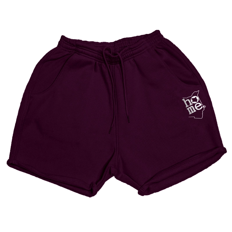 home_254 CLARET BOOTY SHORTS WITH A SILVER PRINT