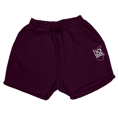 home_254 CLARET BOOTY SHORTS WITH A SILVER PRINT