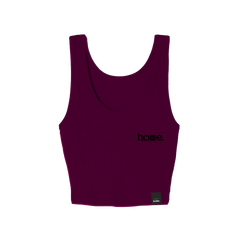 home_254 CLARET MUSHIE VEST TOP WITH A BLACK 3D WORDS PRINT 