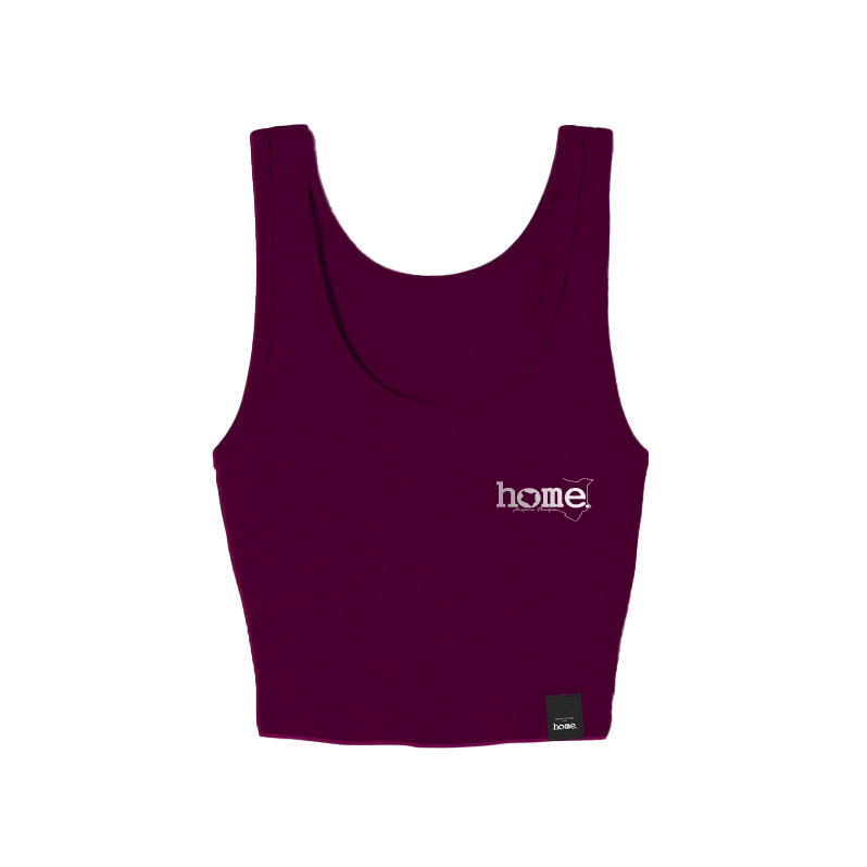 home_254 CLARET MUSHIE VEST TOP WITH A SILVER 3D WORDS PRINT 