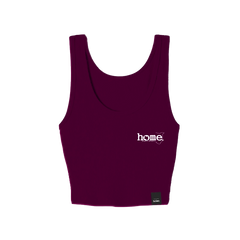 home_254 CLARET MUSHIE VEST TOP WITH A WHITE 3D WORDS PRINT 