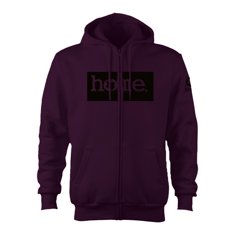 home_254 CLARET ZIP UP HOODIE (HEAVY FABRIC) WITH A BLACK CLASSIC PRINT