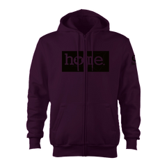 home_254 CLARET ZIP UP HOODIE (HEAVY FABRIC) WITH A BLACK CLASSIC PRINT