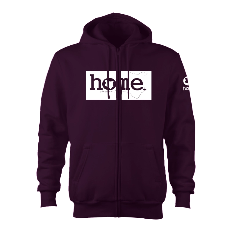 home_254 CLARET ZIP UP HOODIE (HEAVY FABRIC) WITH A WHITE CLASSIC PRINT