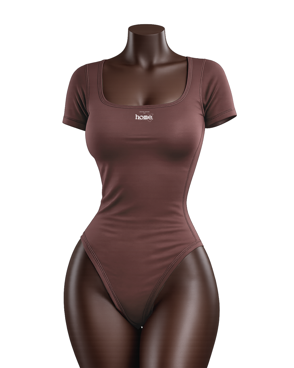 Simple Life Scoop Neck Bodysuit (Short Sleeved) - Dark Brown