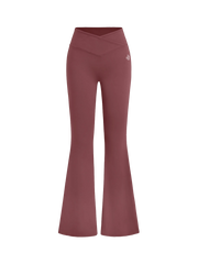 Cross-waist Flared Leggings - Maroon