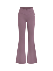 Cross-waist Flared Leggings - Pansy Purple