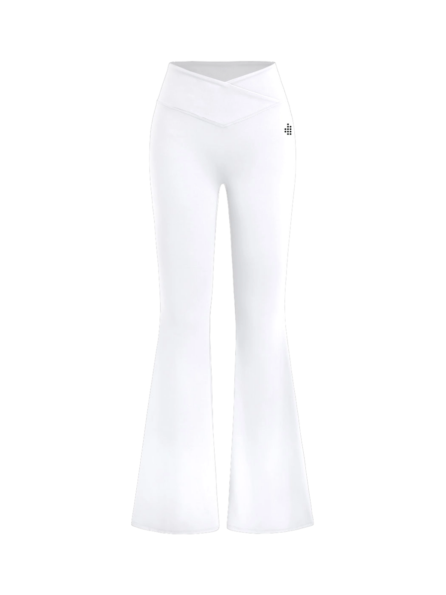 Cross-waist Flared Leggings - White