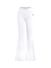 Cross-waist Flared Leggings - White