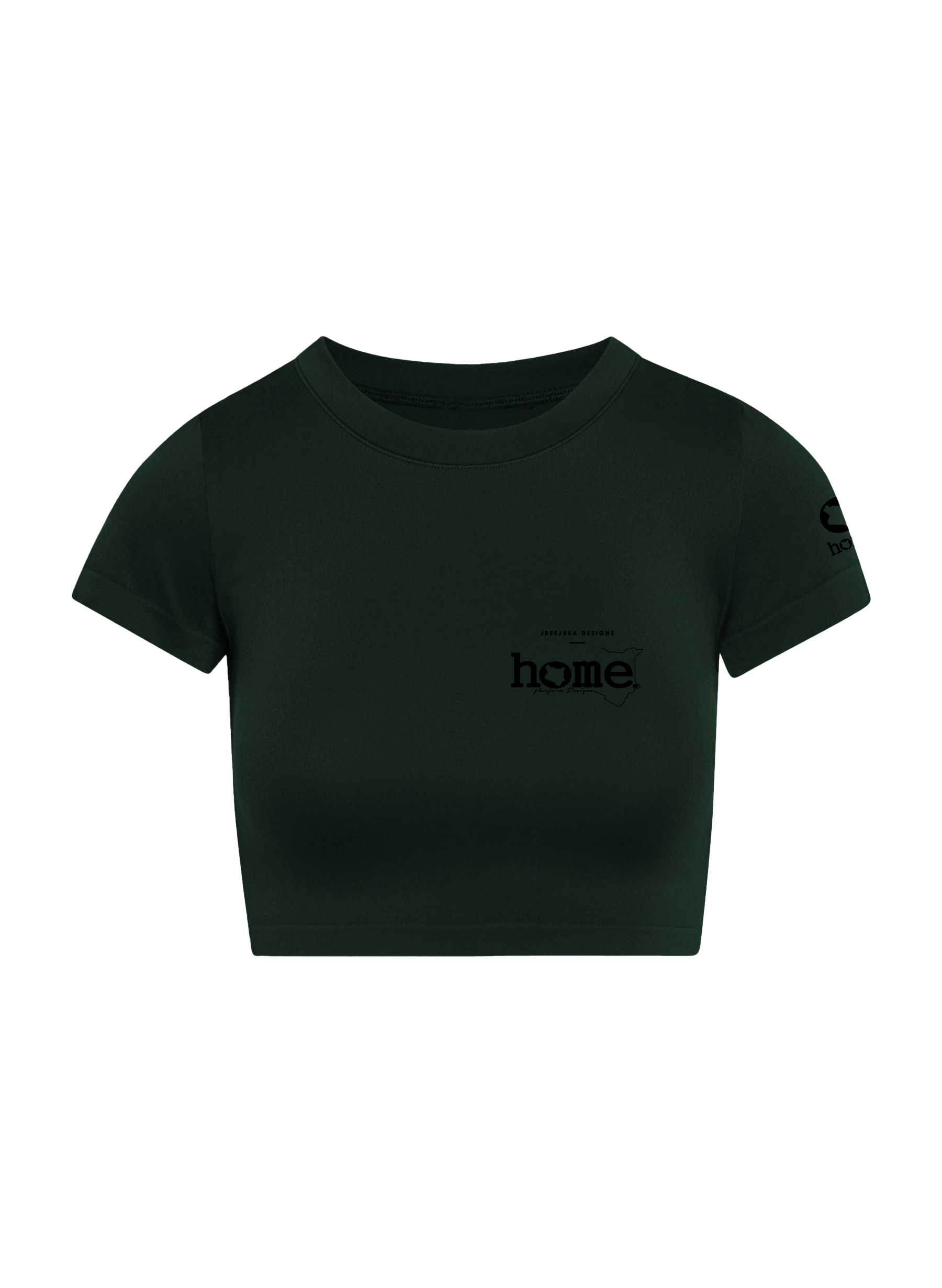 home_254 SHORT SLEEVED FOREST GREEN CROPPED ARIA TEE WITH A BLACK 3D WORDS PRINT 