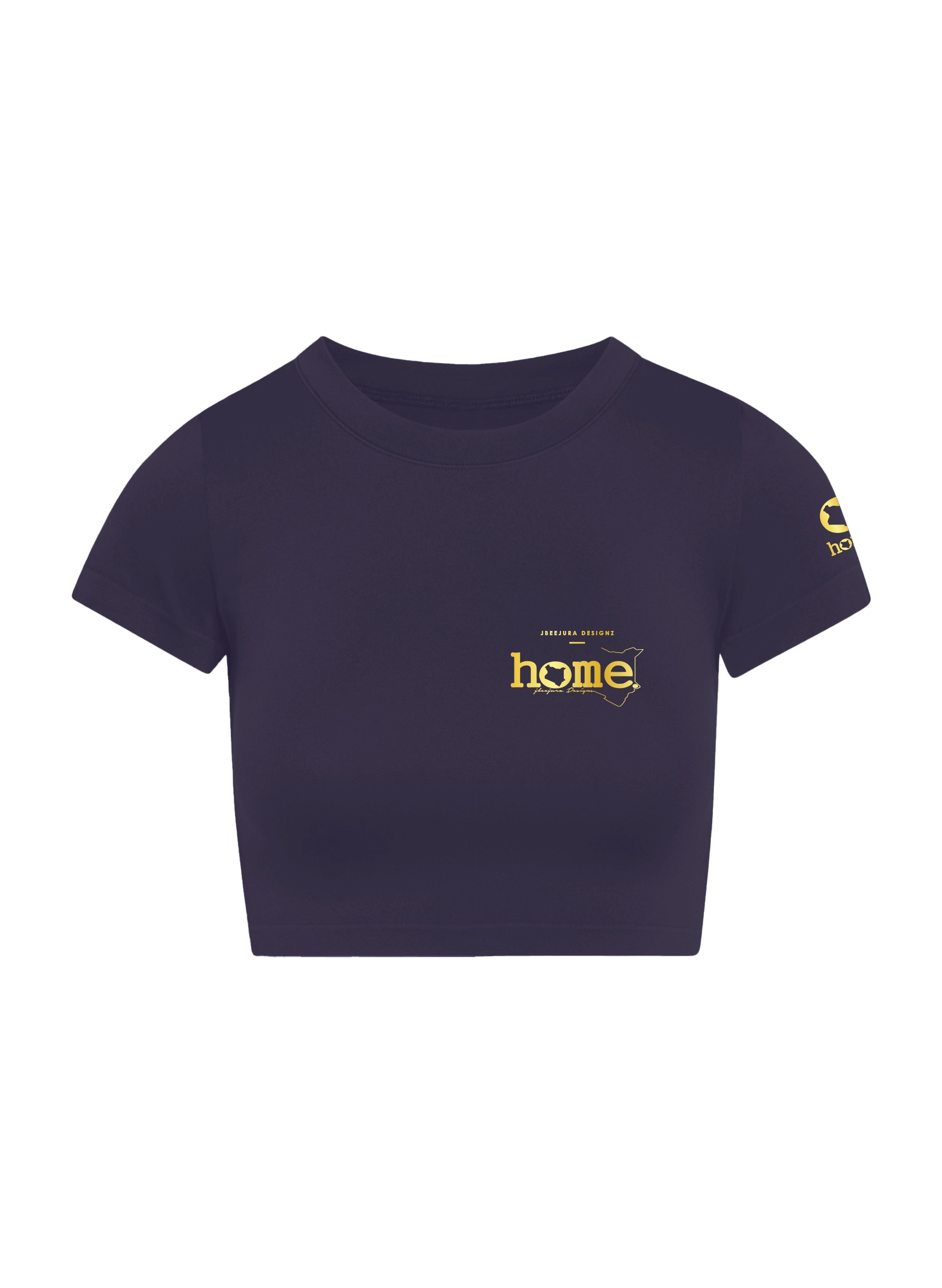 home_254 SHORT SLEEVED  RICH PURPLE ARIA TEE WITH A GOLD 3D WORDS PRINT 
