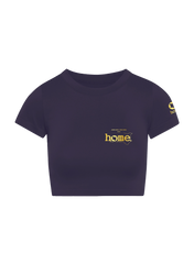 home_254 SHORT SLEEVED  RICH PURPLE ARIA TEE WITH A GOLD 3D WORDS PRINT 