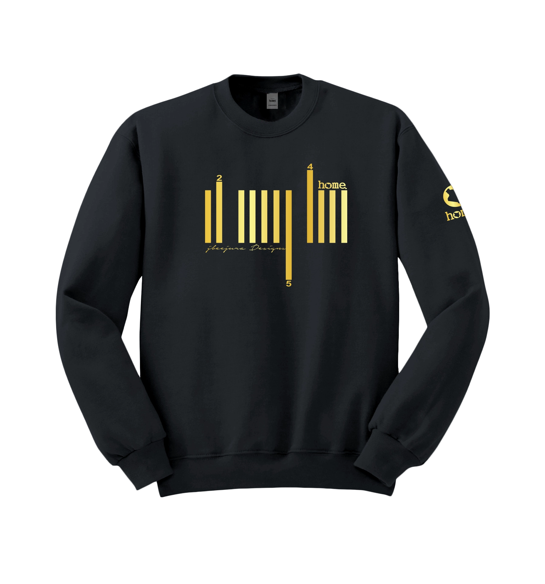 home_254 DARK GREY SWEATSHIRT (MID-HEAVY FABRIC) WITH A GOLD BARS PRINT