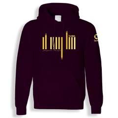 home_254 CLARET HOODIE (HEAVY FABRIC) WITH A GOLD BARS PRINT