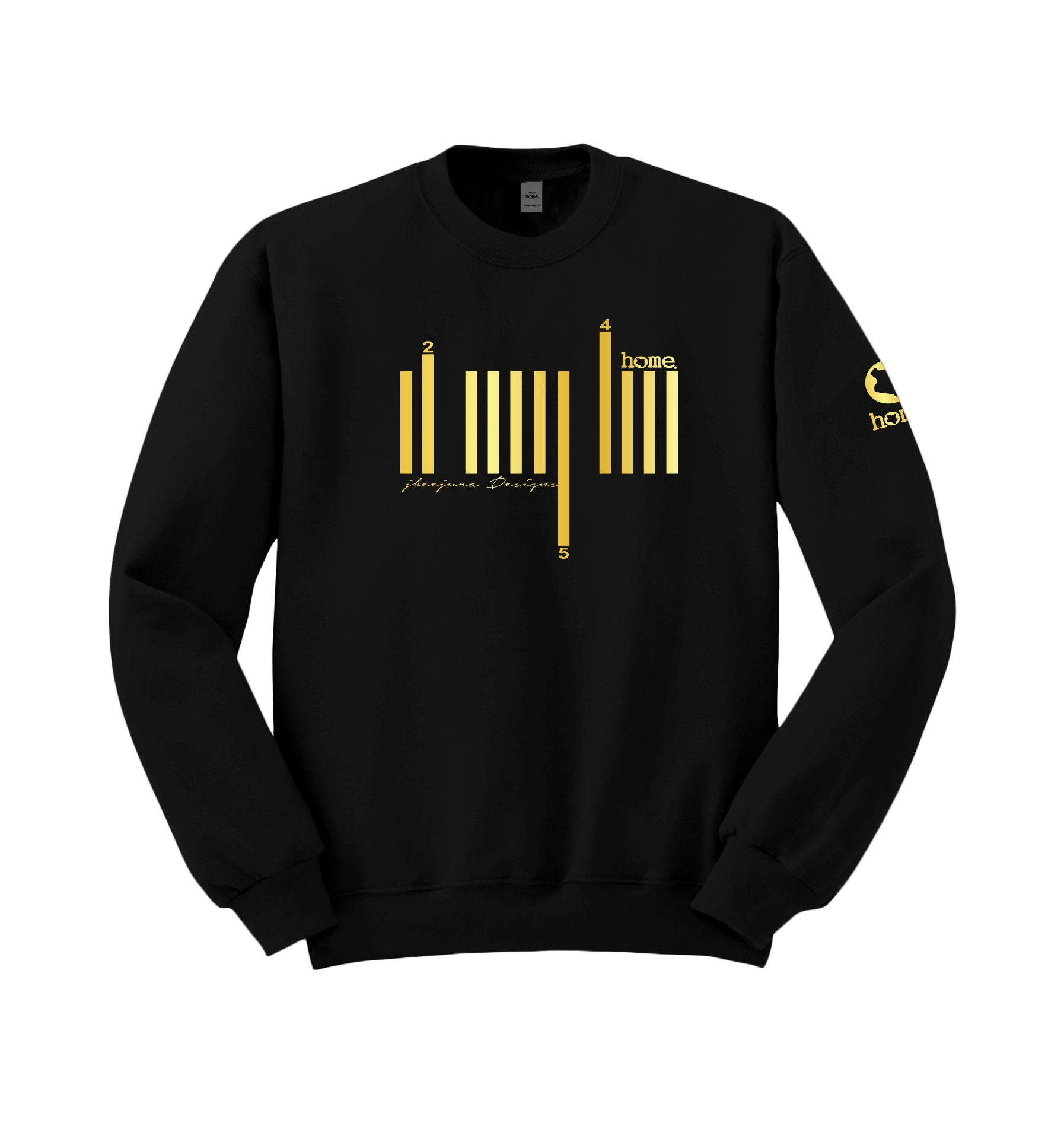 home_254 BLACK SWEATSHIRT (NUVETRA™ HEAVY) WITH A GOLD BARS PRINT