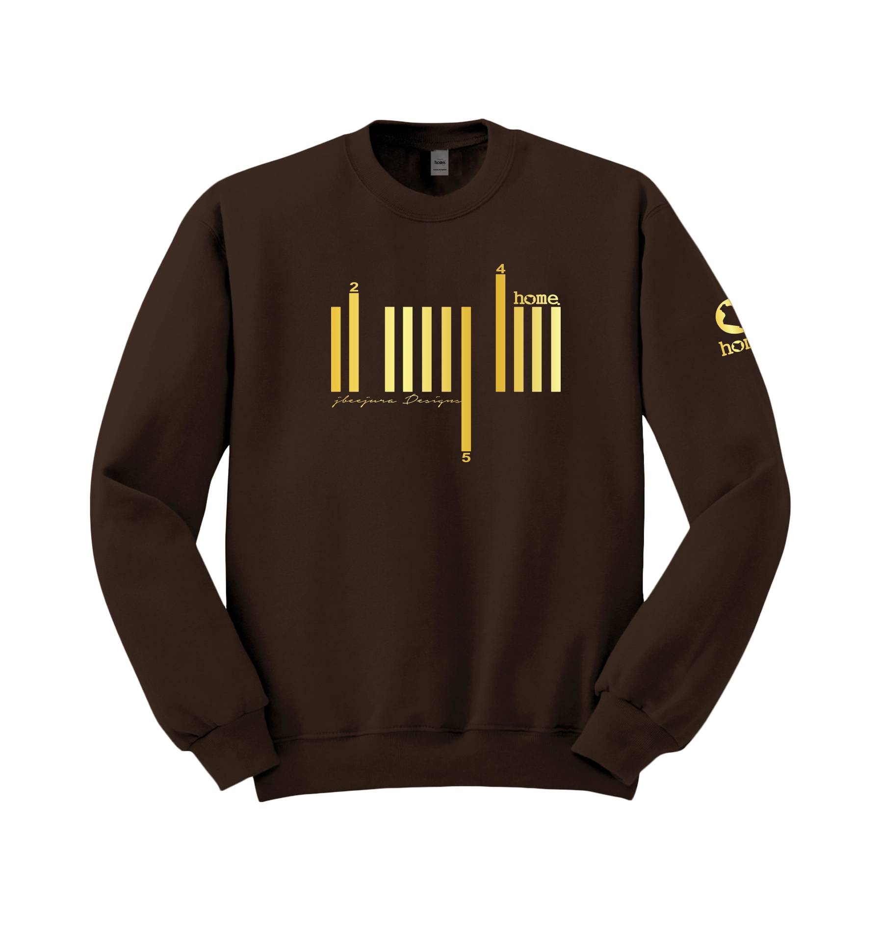 home_254 DARK BROWN SWEATSHIRT (HEAVY FABRIC) WITH A GOLD BARS PRINT